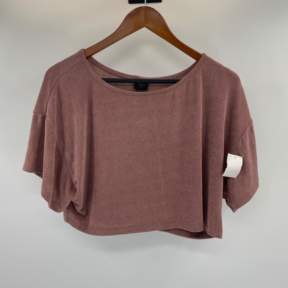 NEW Blanc Clothing Crop Top Womens Large Mauve Pink Ribbed Coquette Ballet